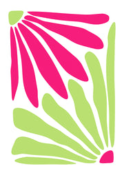 Floral Daisy Hot Pink Green Print