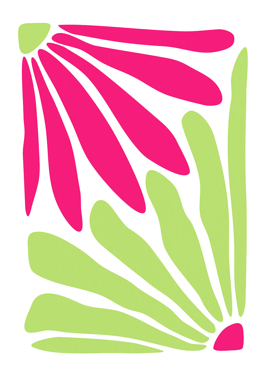 Floral Daisy Hot Pink Green Print