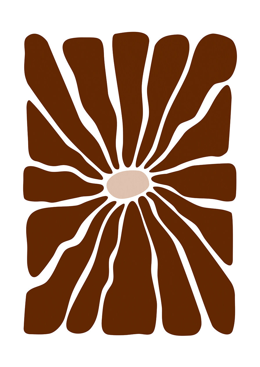 Wavy Abstract Flower Brown Print